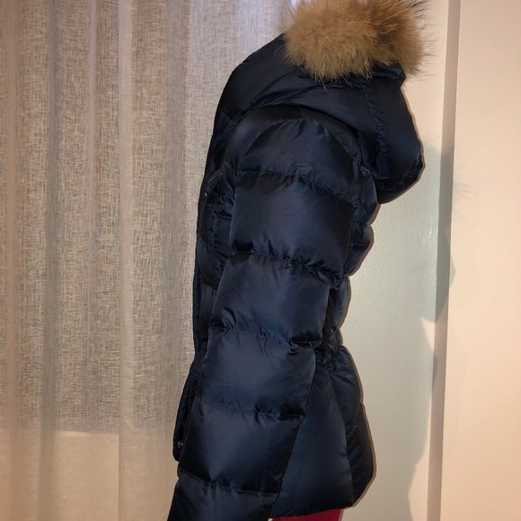 Navy puffer with fur trim hood - Picture 3 of 5